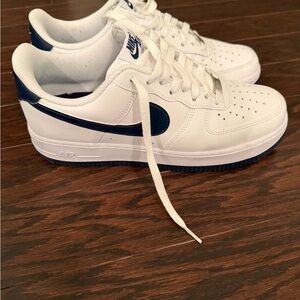 Nike Air Force 1 White and Navy Sneakers